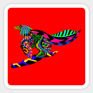 dino bird in magical pattern ecopop art Sticker